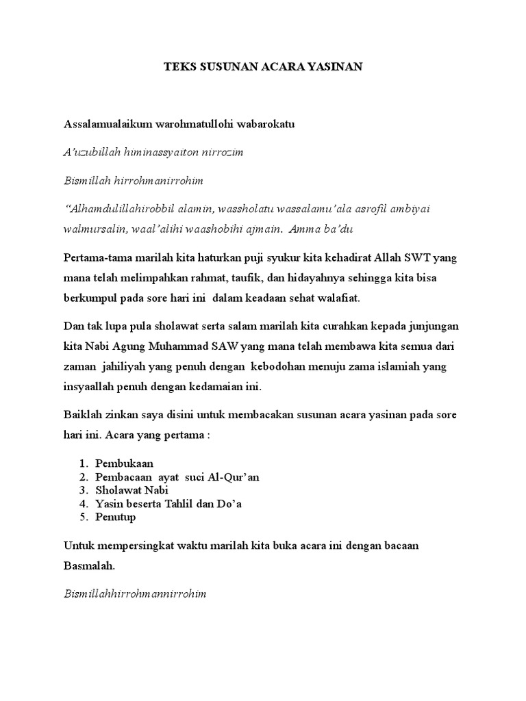 Dsant Contoh Susunan Acara Pengajian — mutualist.us