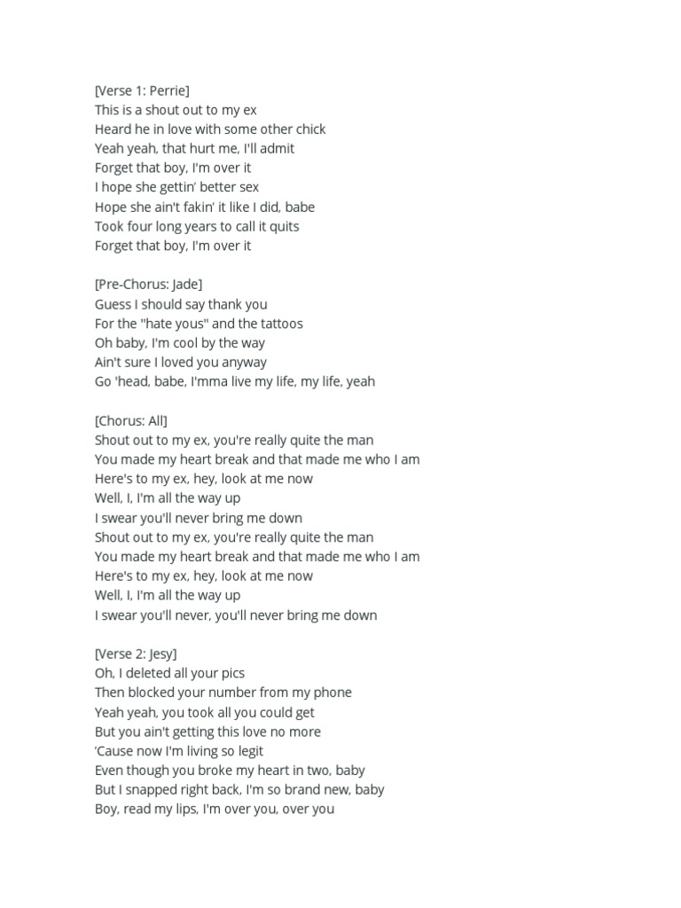 Shout Out To My Ex Song Structure Songs