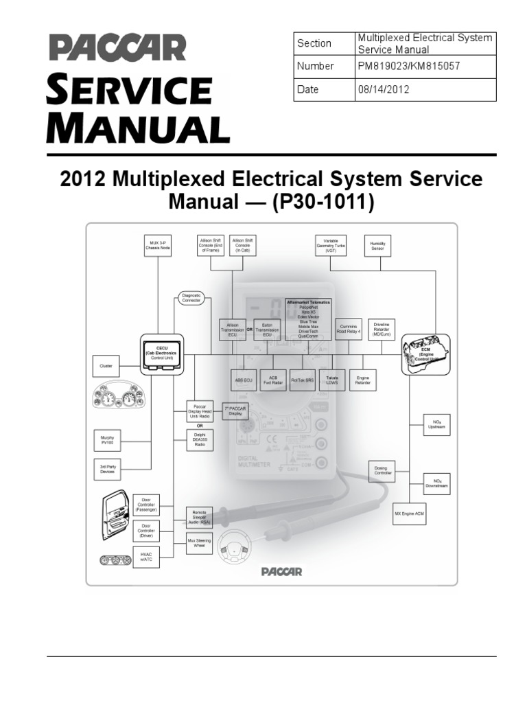 Paccar 2010 Multiplexed Electrical System Sevice Manual - (P30-1011) | PDF  | Switch | Instrumentation