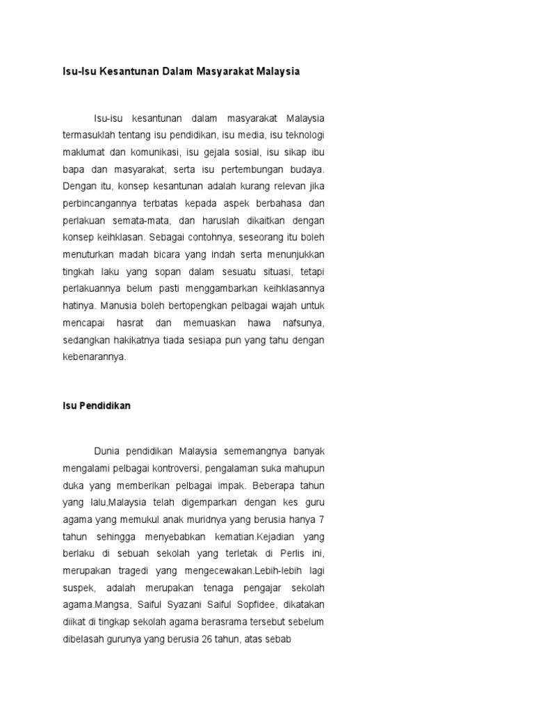 isu kesantunan masyarakat malaysia