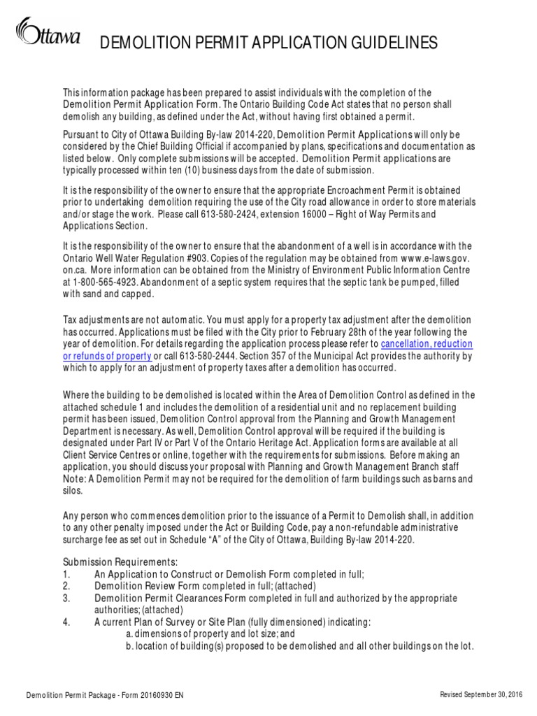 Ottawa Demolition Permit Guidelines | PDF | Demolition | By Law