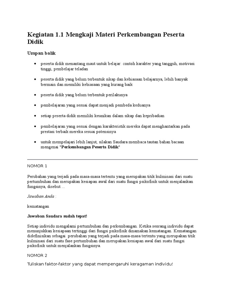 Contoh Soal Essay Perkembangan Peserta Didik Terkait