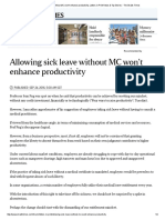 Allowing Sick Leave Without MC Won't Enhance Productivity, Letters in Print News & Top Stories - The Straits Times