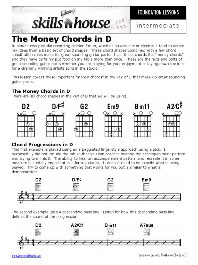 Money Chords in D PDF Chord (Music) Guitars