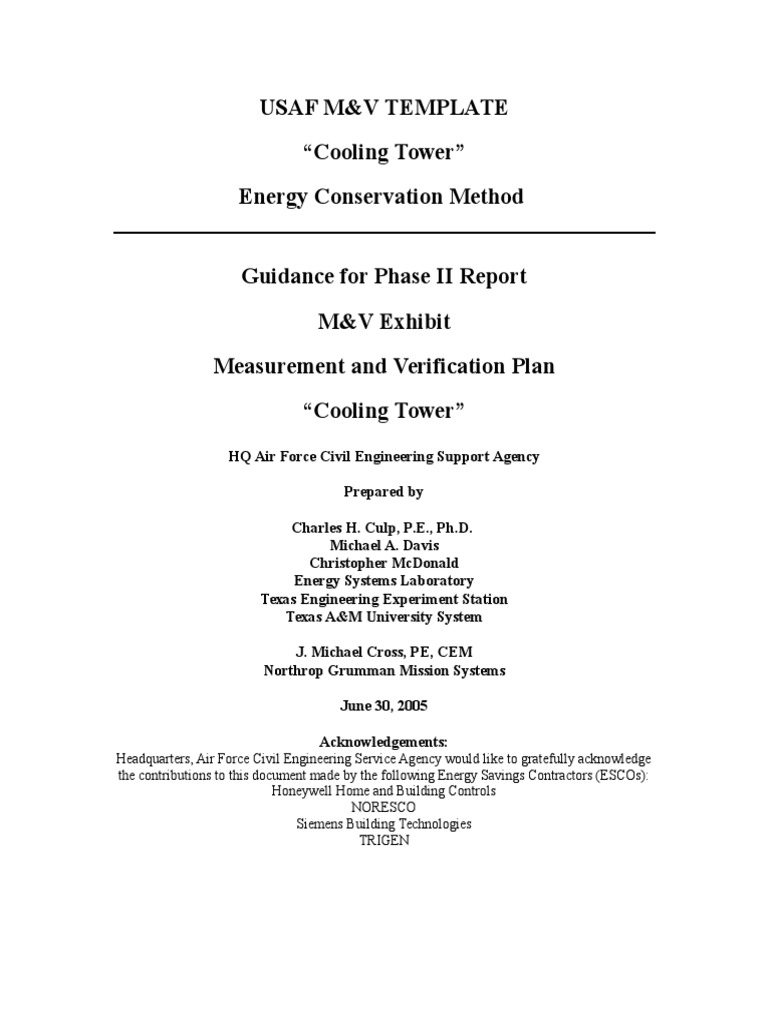 CoolingTower (ECP 09) AFCESA M&V Template | PDF | Microsoft Excel ...