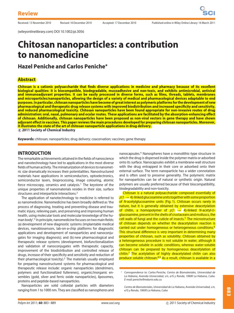 Chitosan Nanoparticles A Contribution To Nanomediciine | PDF ...