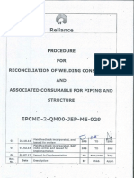 Reconcilation of Welding Consumable and Associated Consumable For Piping and Structure