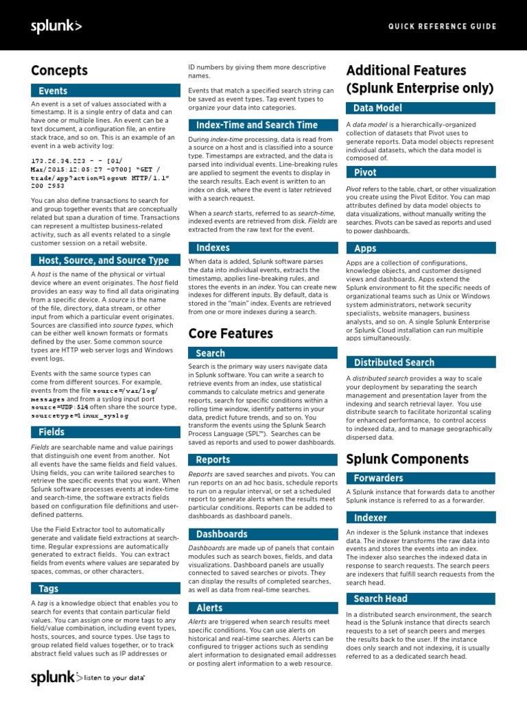 Splunk Quick Reference Guide PDF