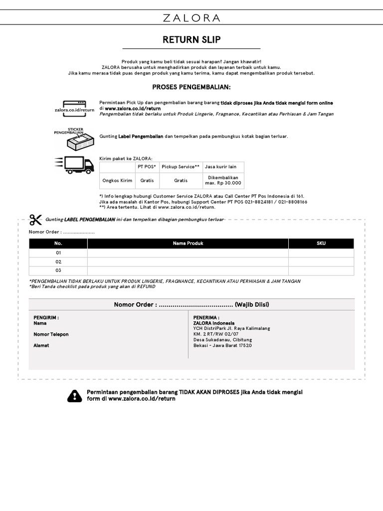 Proses Pengembalian Barang di Zalora | PDF