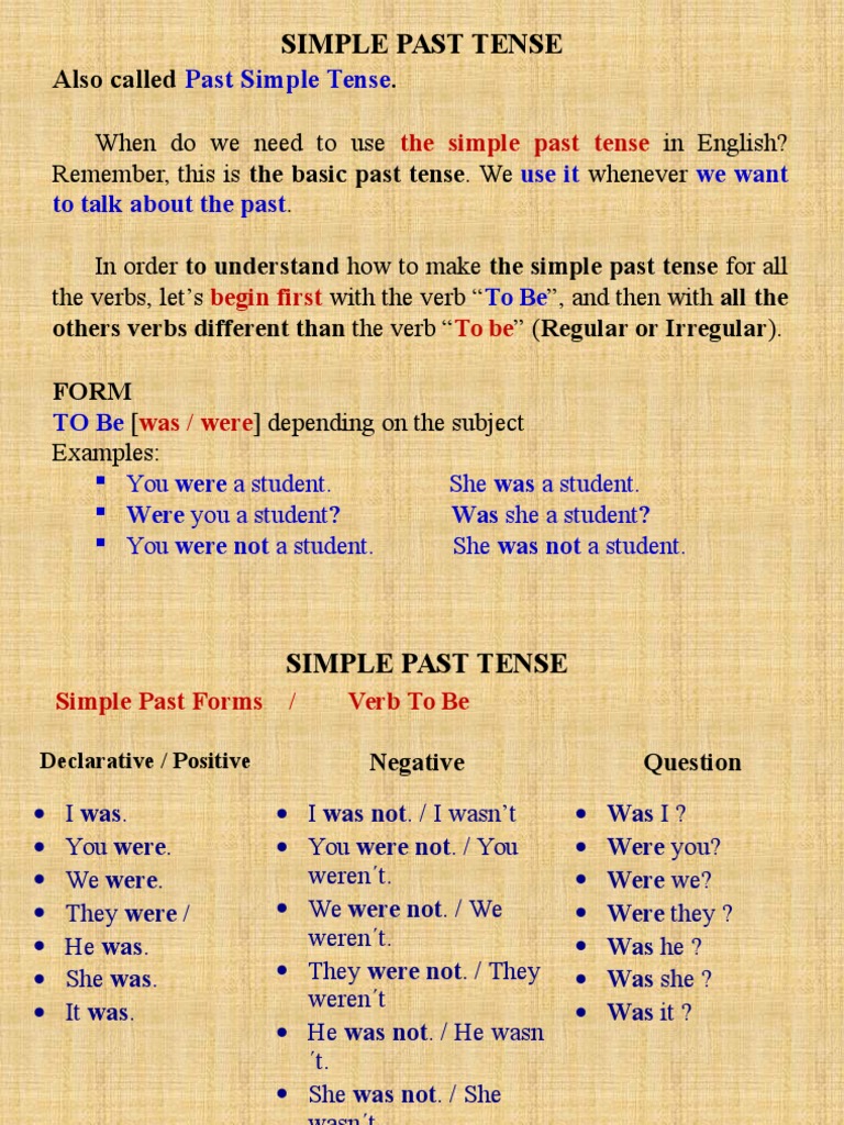 Understanding Simple Past Tense | PDF | Grammatical Tense | Grammar