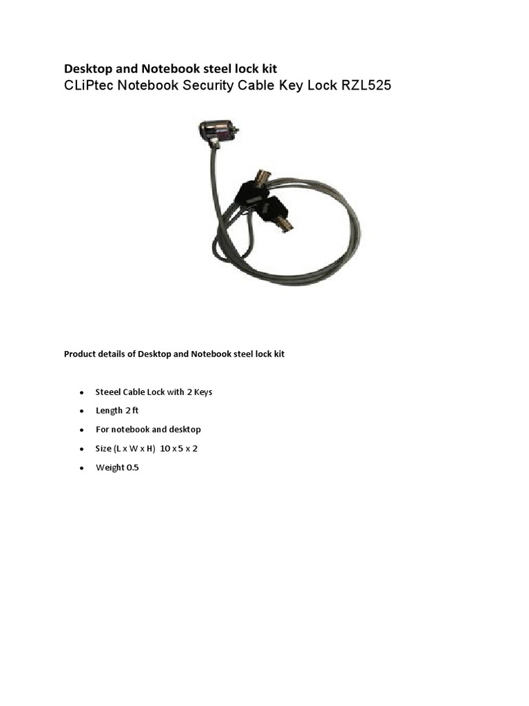 Desktop and Notebook Steel Lock Kit | PDF | Games & Activities