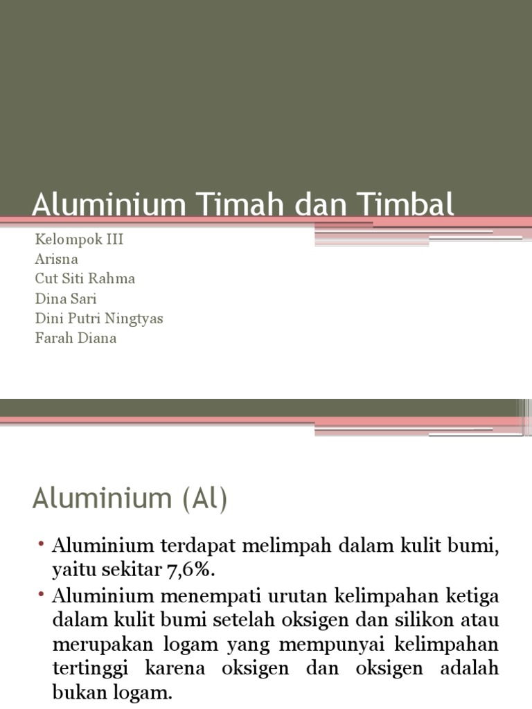 Aluminium Timah Dan Timbal KLP 3 | PDF