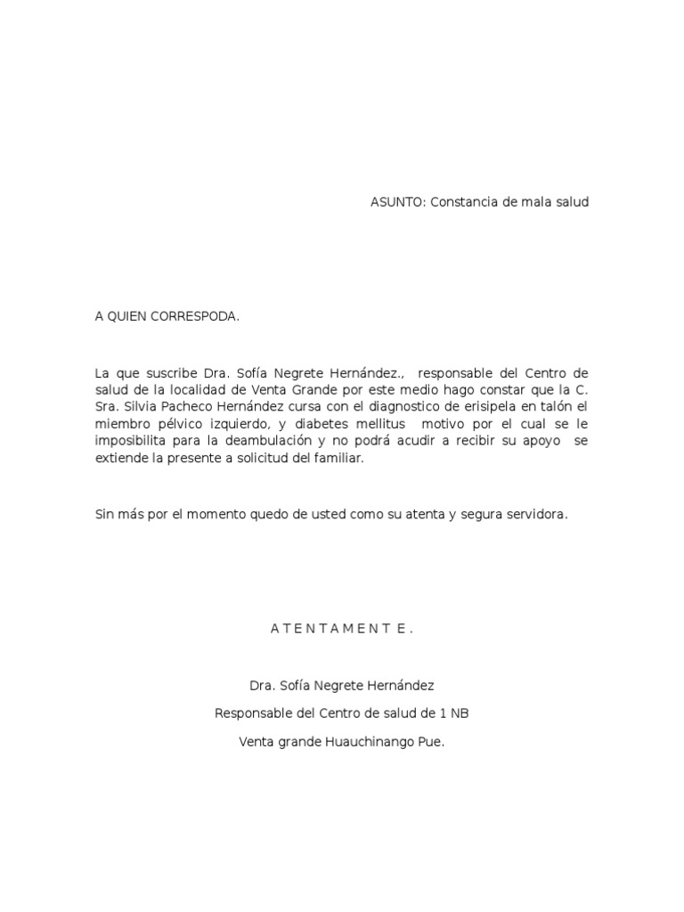 Constancia de Buena Salud