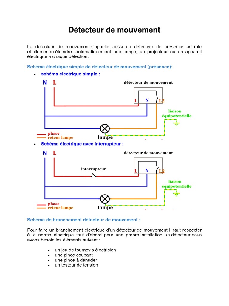 Schéma électrique Détecteur De Mouvement Détecteur de Mouvement | PDF
