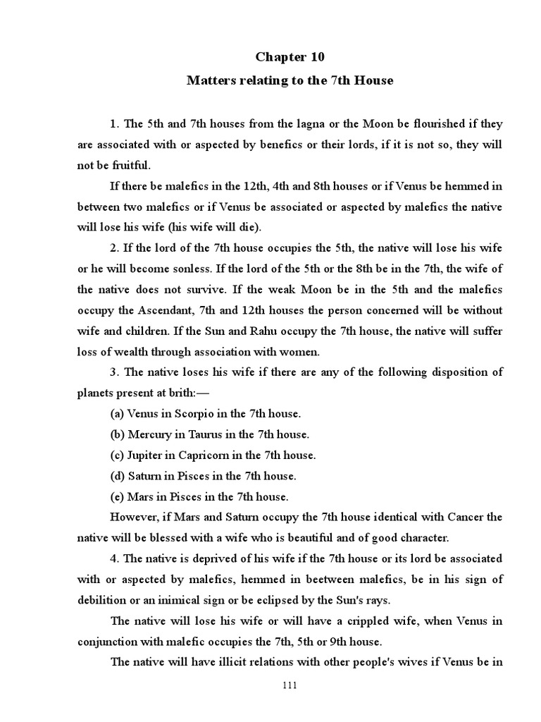 Phaladeepika on 7th House | Planets In Astrology | Occult