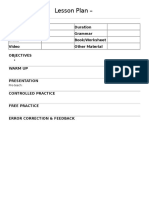 Lesson Plan - : Level Duration Topic Grammar Skills Book/Worksheet Video Other Material Objectives