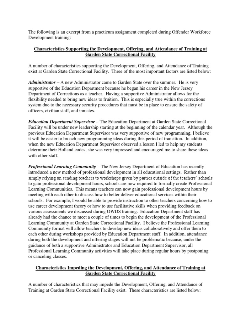 Njdoc Writing Sample Prison Teachers