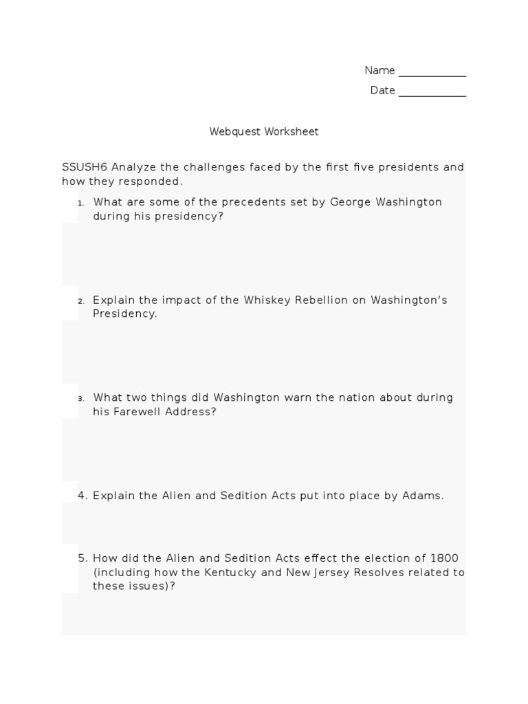 Webquest Worksheet | PDF