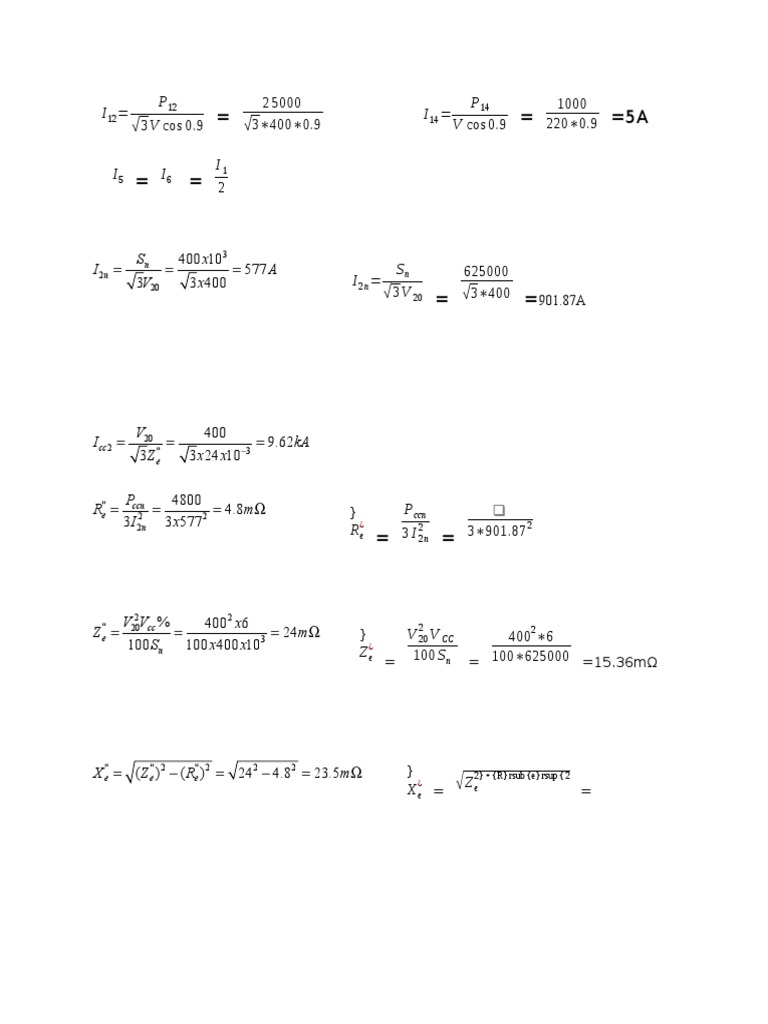 Electrical Engineering Calculations | PDF