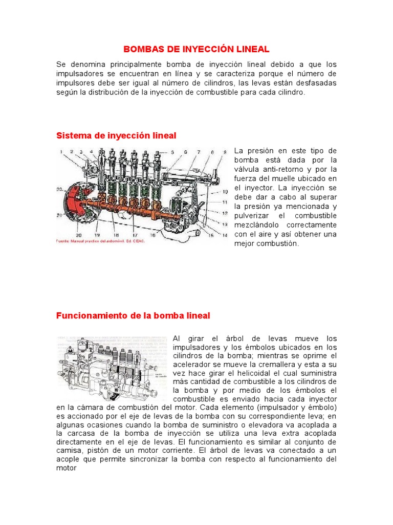 Partes y Funcionamiento de Bombas Diesel | PDF | Bomba | Pistón