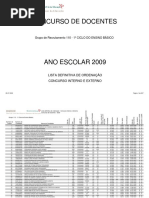 Listas de ordenação Concurso Professores110 - 1º Ciclo Do Ensino Básico - 2009