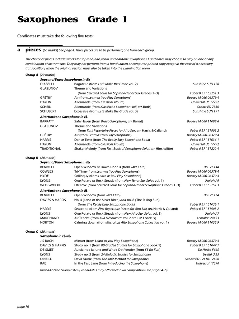 Trinity Woodwind Saxophone PDF PDF