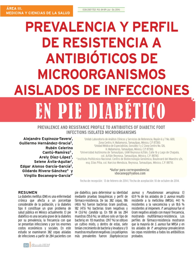 Antibiotico Pie Diabetico Pseudomonas Aeruginosa Patologia clinica