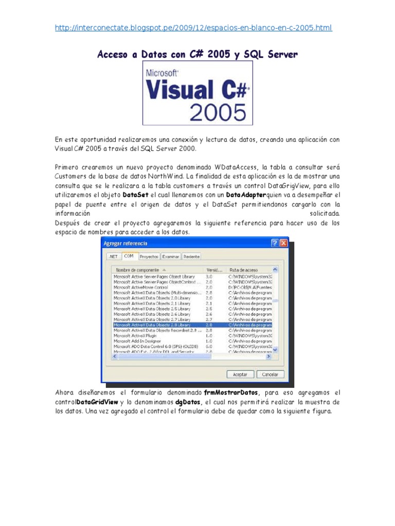 Acceso a Datos en C# 2005 y SQL Server | PDF | C Sharp (lenguaje de ...