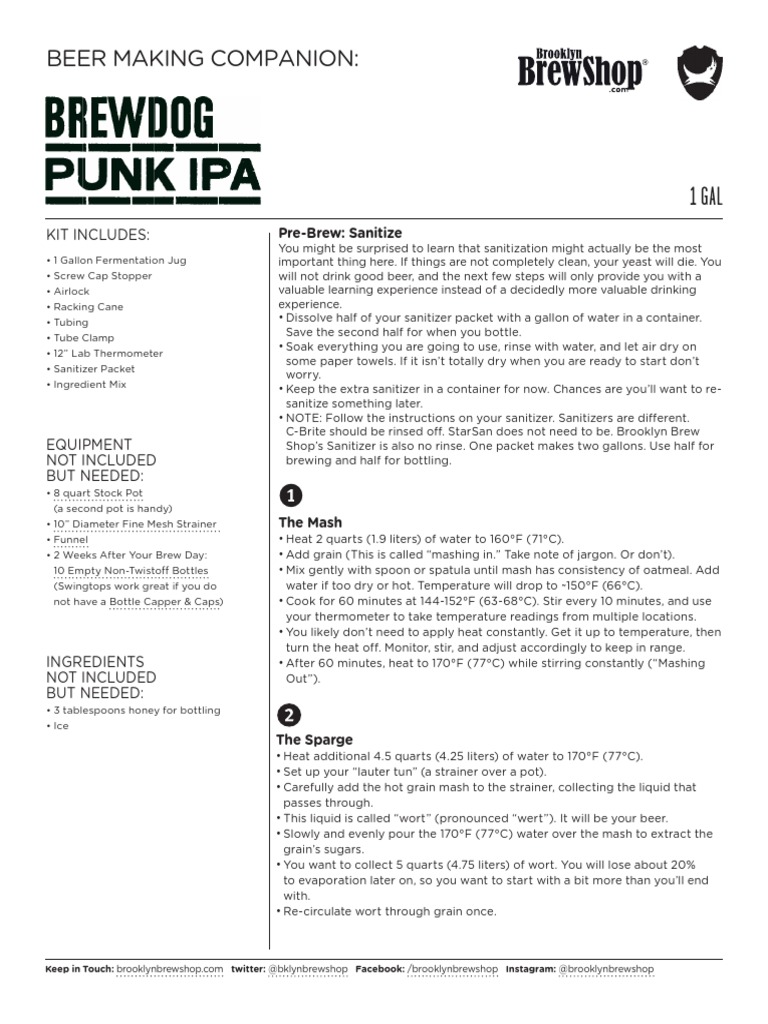 Brooklyn Brew Shop Punk IPA Instructions PDF