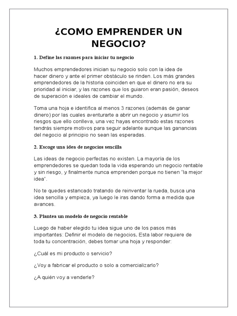Cómo Emprender un Negocio Exitoso | PDF | Publicidad | Crecimiento ...