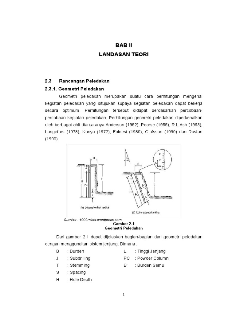 Geometri dan Pola Peledakan Tambang | PDF | Metode & Bahan Ajar | Sains ...