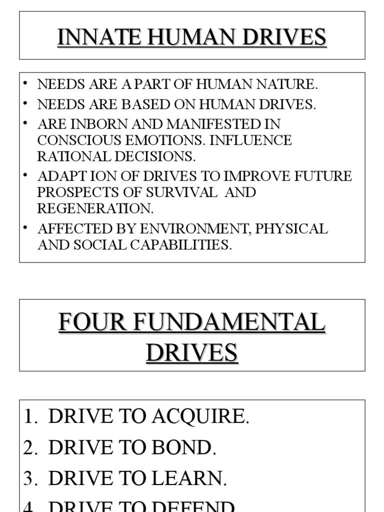 Innate Human Drives Motivation SelfImprovement
