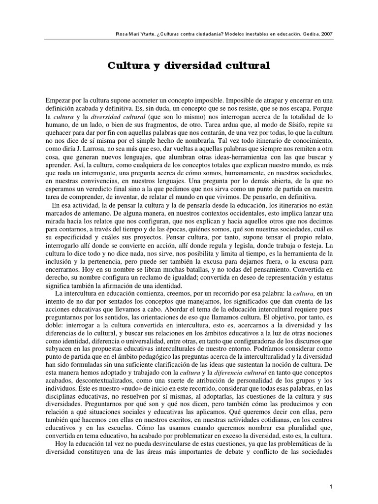 92cultura y Diversidad Cultural PDF | PDF | Sociedad | Nación