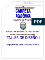 Carpeta Academica Taller Diseño I Arq. Daniel Salinas Vivas