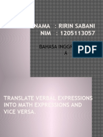 Nama: Ririn Sabani NIM: 1205113057: Bahasa Inggris Fisika A