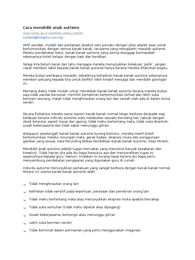 Cara Mendidik Anak Autisme Pdf