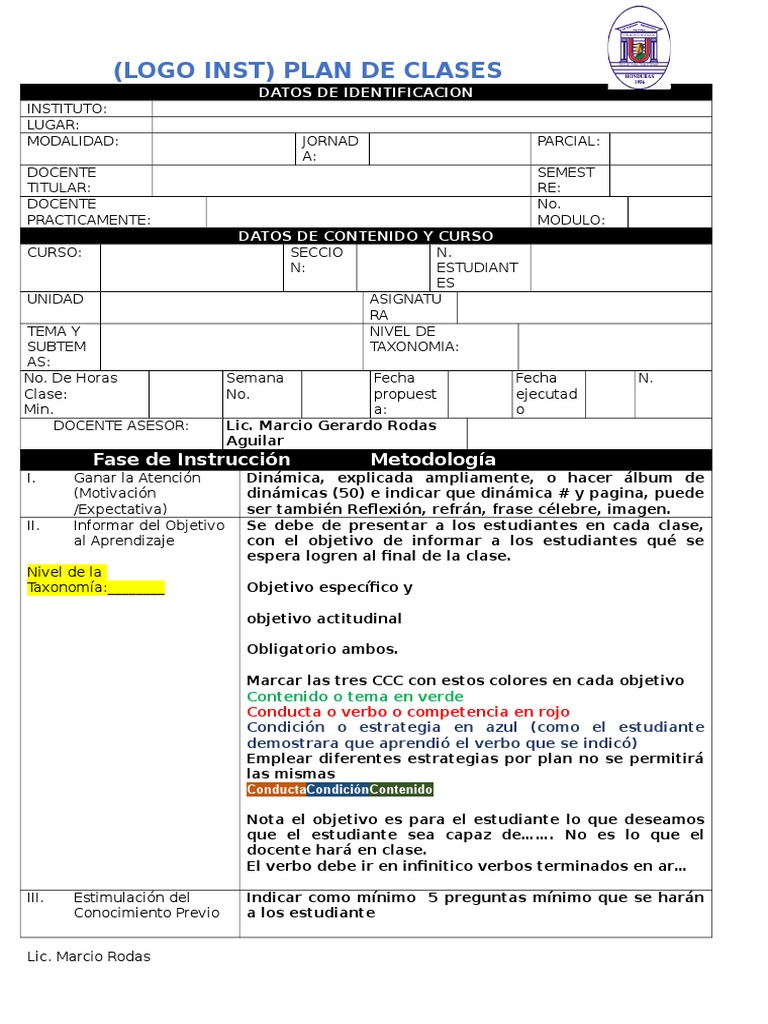 Plan de Clases: Metodología y Evaluación | PDF | Crecimiento personal y ...