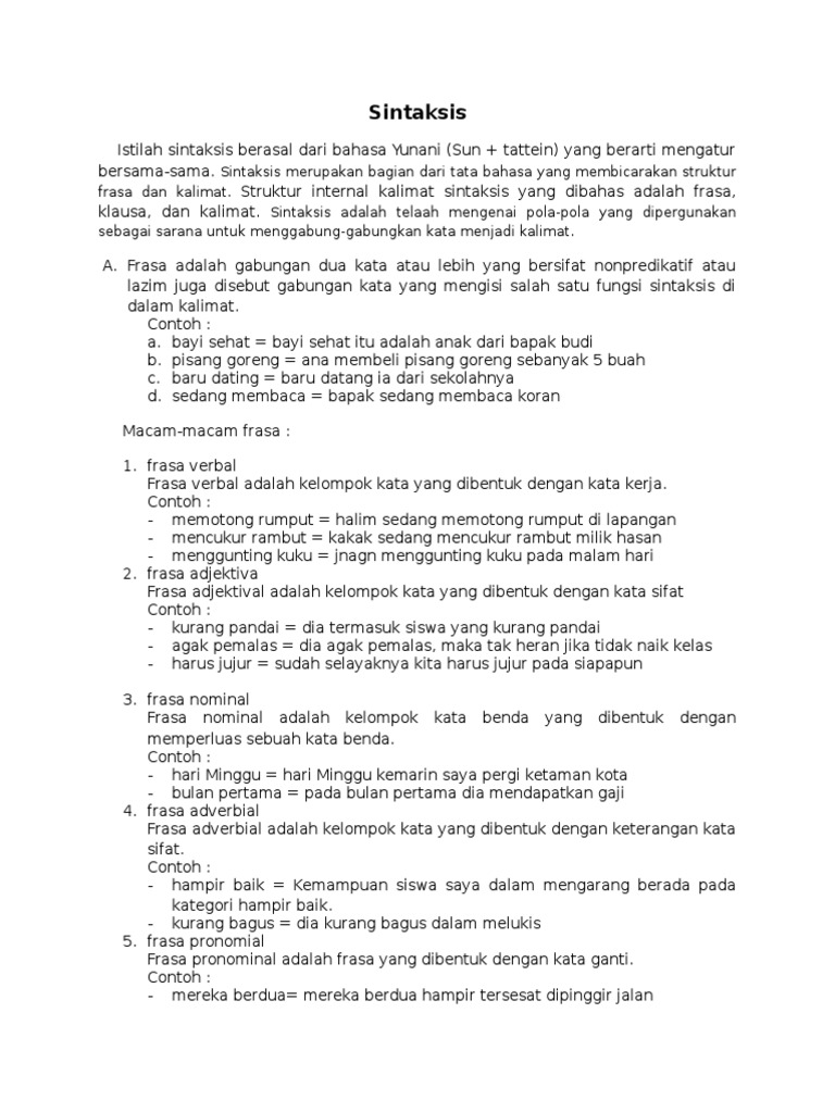 Gabungan Dua Kata Atau Lebih Yang Bersifat Nonpredikatif Disebut Sebutkan Itu
