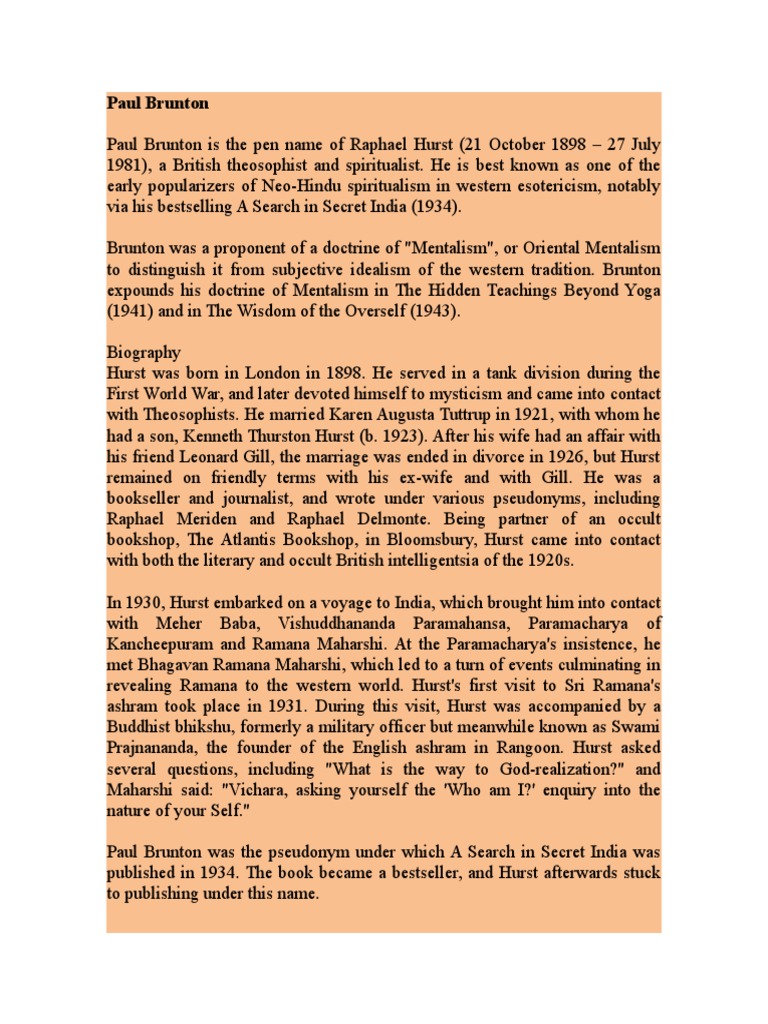 Paul Brunton PDF New Age Spirituality