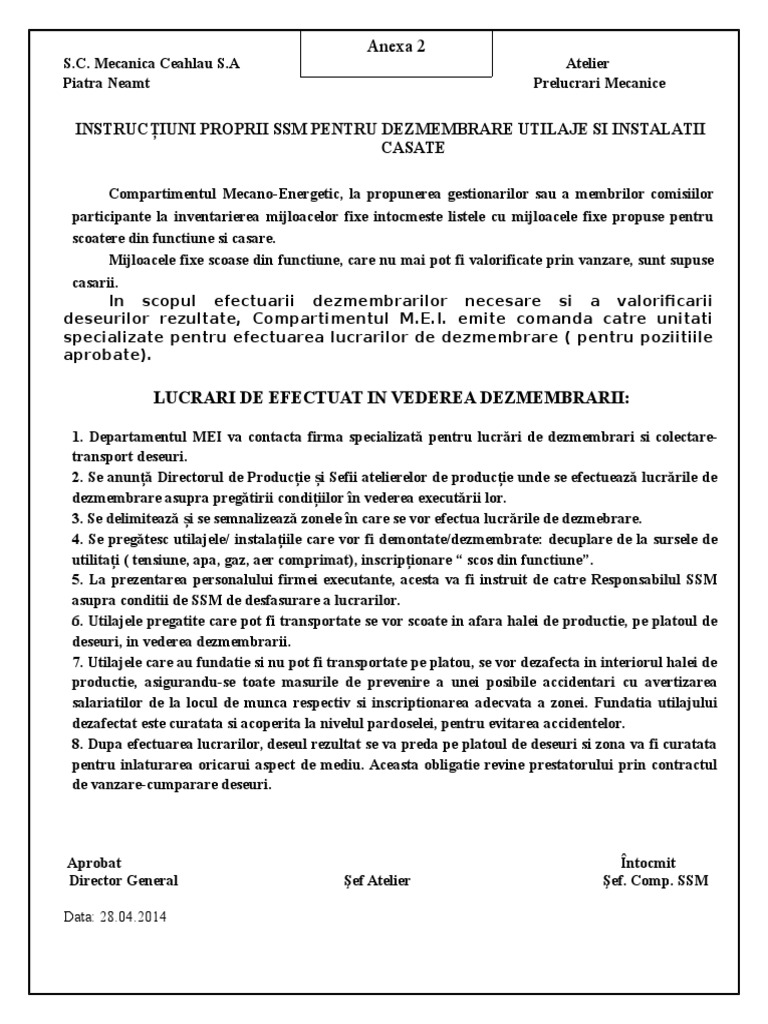 Instructiuni Proprii-Dezmembrare PM | PDF