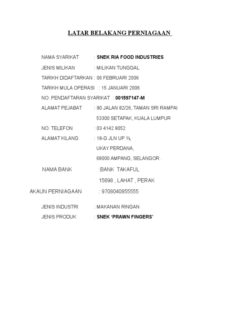 Perniagaan Milikan Tunggal Perniagaan Milikan Tunggal Ssm