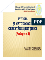 Istoria Si Metodologia Cercetarii Moderne. Prelegere 2