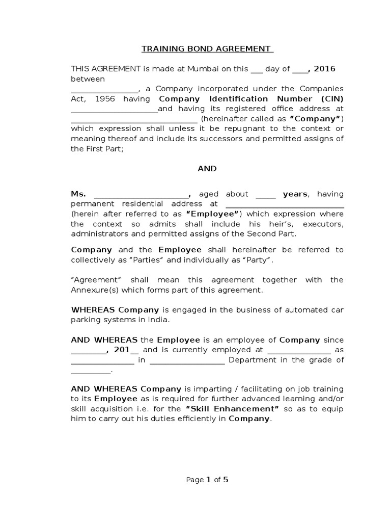 Training Bond Employment Business Law