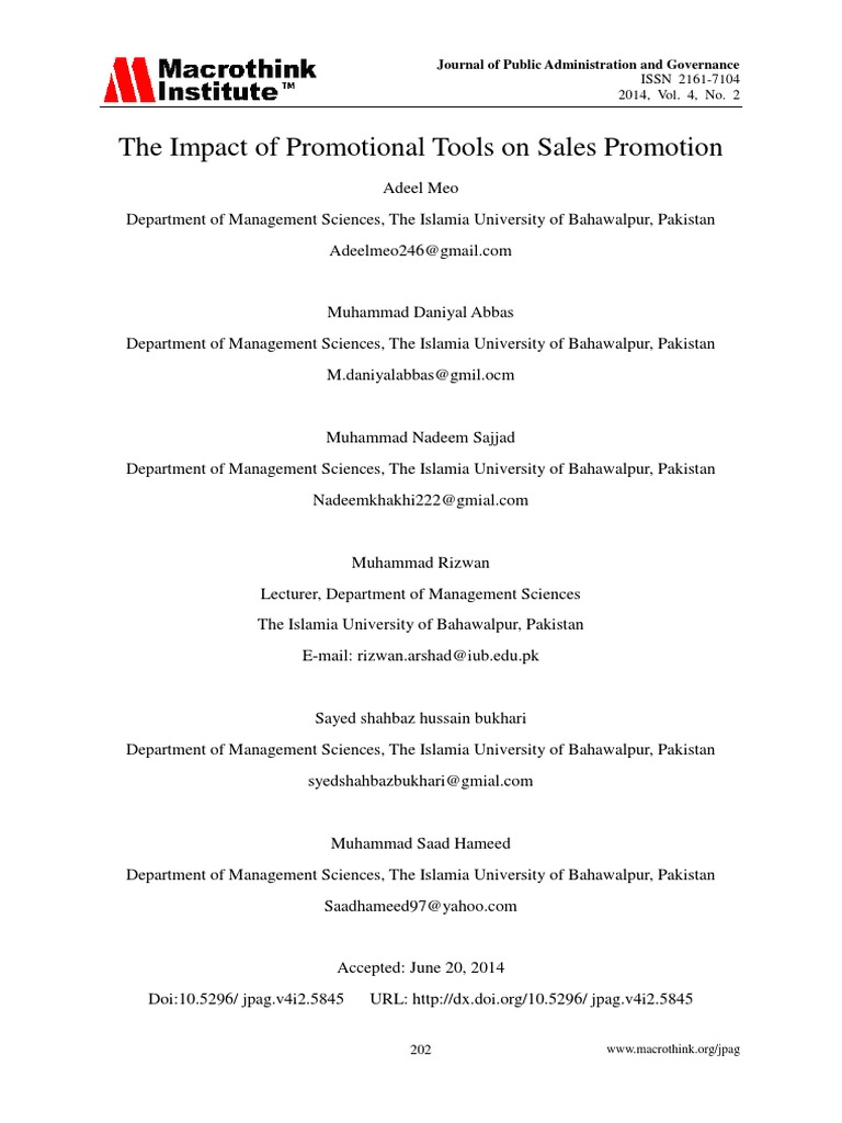 Impact of Sales Promotion on Consumer Behavior | PDF | Sales ...