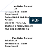 Paq-Qatar General Takaful Ltd Contact Details