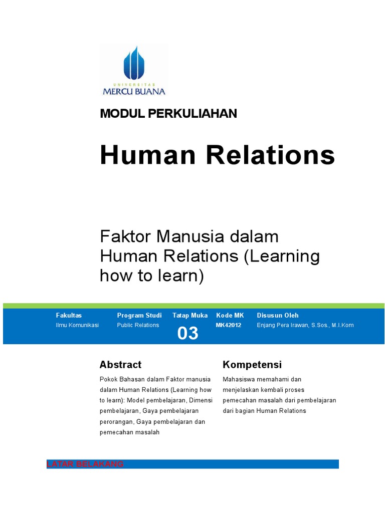 Faktor Manusia dalam Human Relations | PDF | Karier & Perkembangan ...