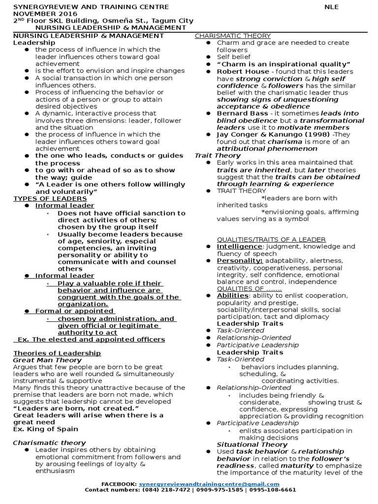 Example of formal leadership in nursing picture