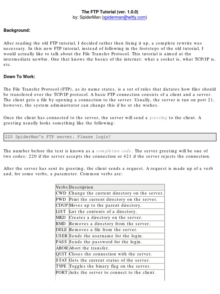FTP Basics: ASCII Mode Explained | PDF | File Transfer Protocol | Port ...