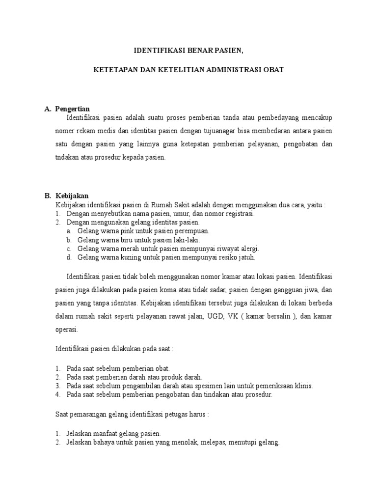 Identifikasi Benar Pasien Ketetapan Dan Ketelitian Identifikasi Benar Pasien Ketetapan Dan Ketelitian
