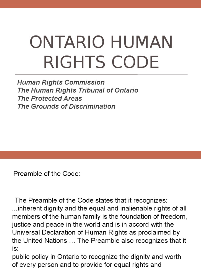 clu3m ontario human rights code 2016 pptx 1 | Discrimination | Human Rights